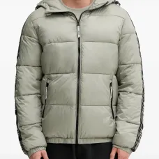 Пуховик с капюшоном и логотипной лентой