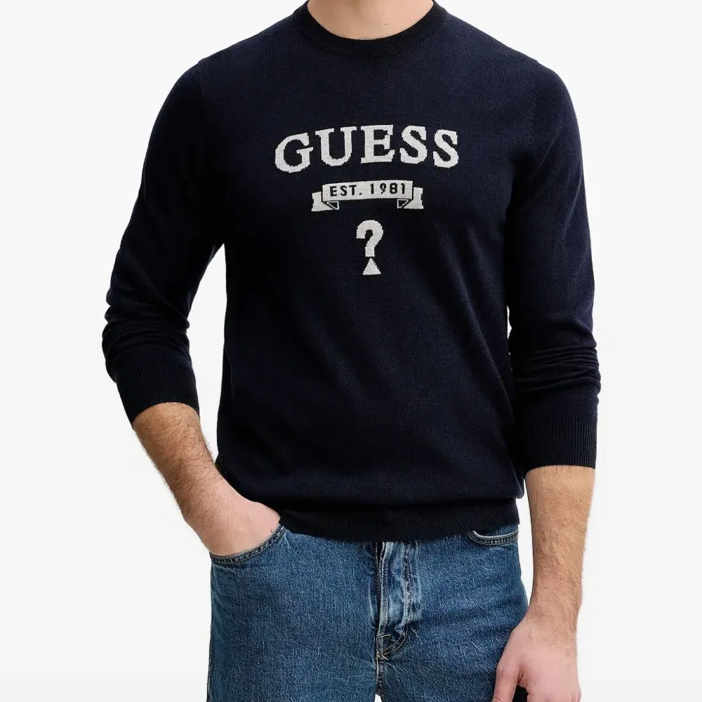 Вязаный джемпер с логотипом и круглым вырезом