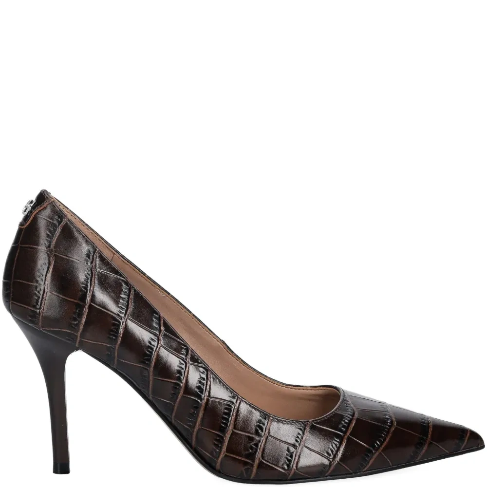 Лодочки с острым носом из крокодиловой кожи