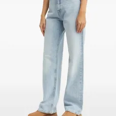 Джинсы с пятью карманами и необработанным краем на поясе Джинсы с пятью карманами и необработанным краем на поясе