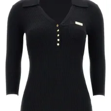 Свитер в рубчик с V-образным вырезом