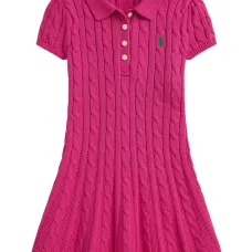 Платье с косами и воротником поло