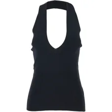 Вязаная блуза с воротником-хальтер