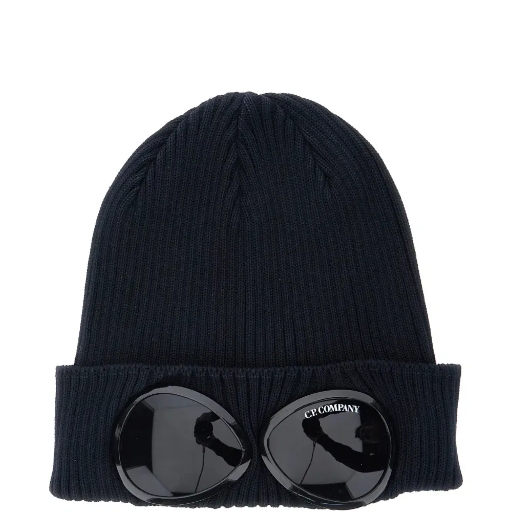 Вязаная шапка-бини с очками