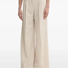 Укороченные широкие брюки в тонкую полоску