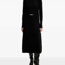 Платье миди с воротником-гольф и поясом Платье миди с воротником-гольф и поясом