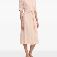 Платье-рубашка в полоску с поясом