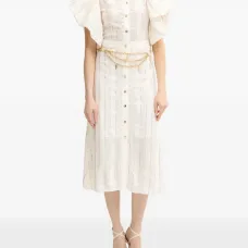 Платье миди с рюшами и пуговицами Платье миди с рюшами и пуговицами