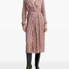 Платье миди с рисунком и длинными рукавами Платье миди с рисунком и длинными рукавами