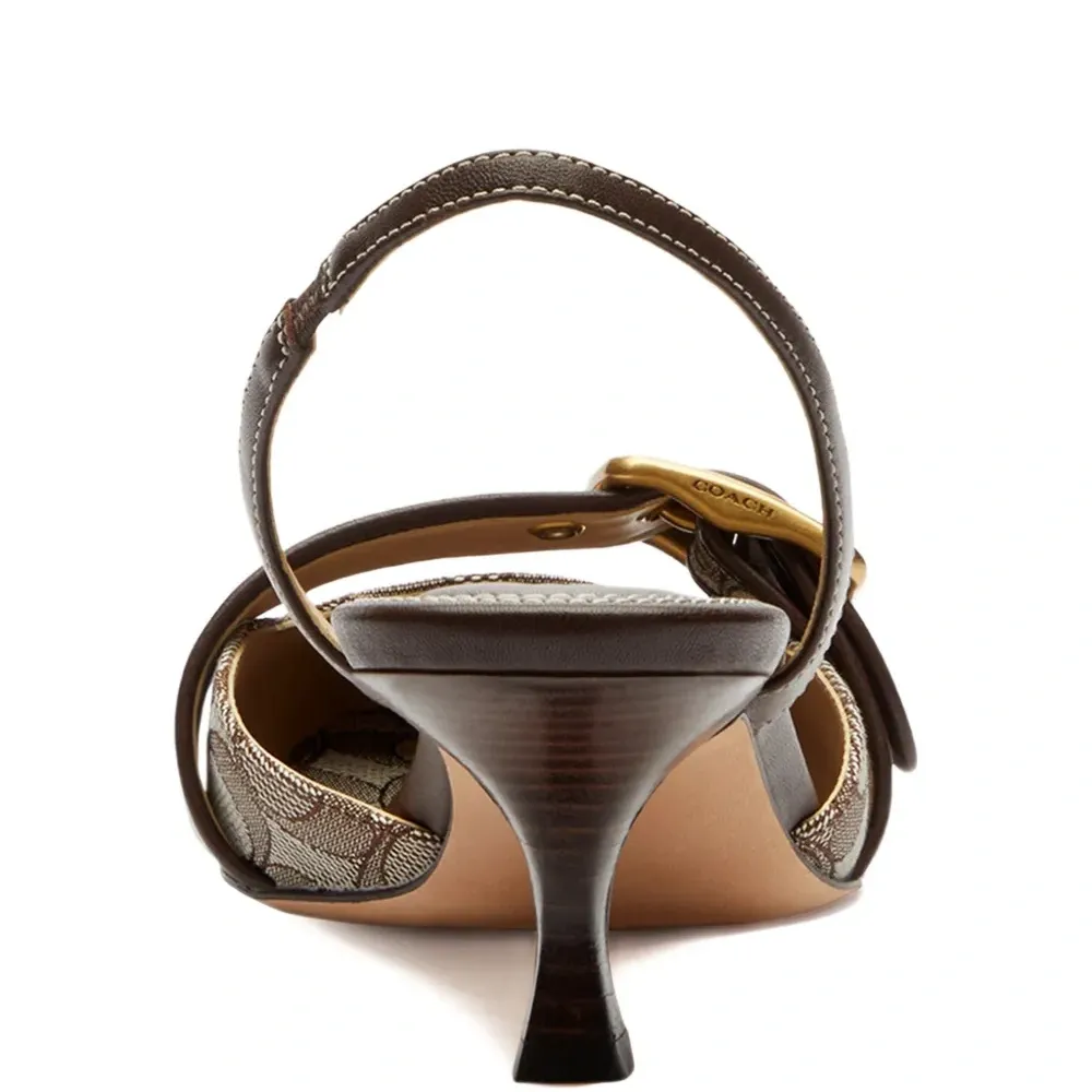 Слингбэки на каблуке с монограммным жаккардом Слингбэки на каблуке с монограммным жаккардом