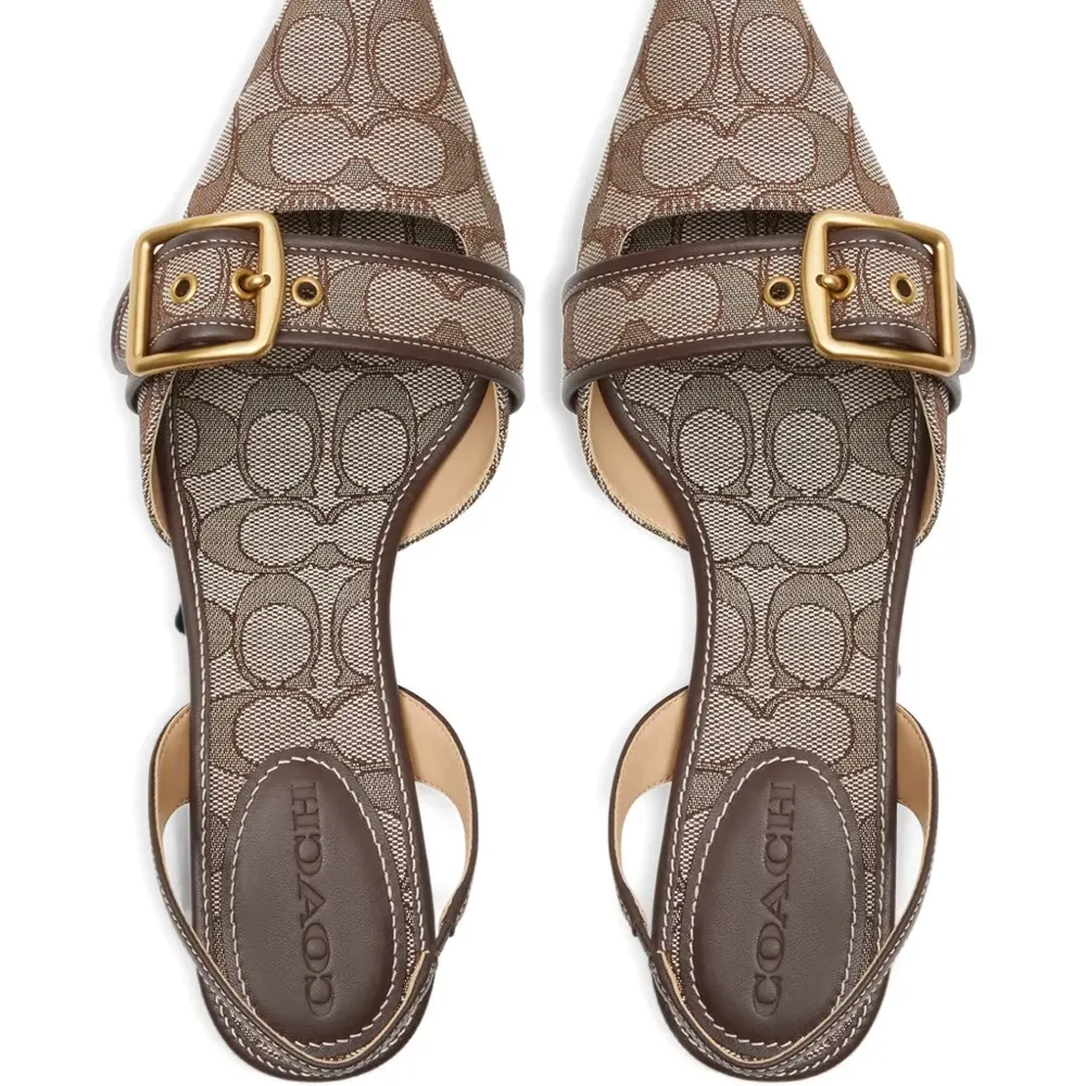 Слингбэки на каблуке с монограммным жаккардом Слингбэки на каблуке с монограммным жаккардом