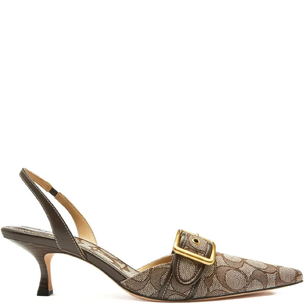 Слингбэки на каблуке с монограммным жаккардом Слингбэки на каблуке с монограммным жаккардом