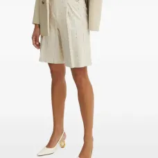 Плиссированные шорты в полоску