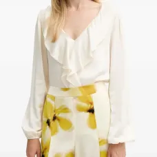 Блузка с V-образным вырезом и оборками