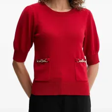 Футболка с карманом на боку и рукавами-фонариками