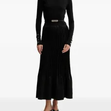 Плиссированное миди-платье с длинными рукавами