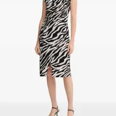 Платье миди с зебровым принтом