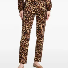 Брюки с анималистичным принтом и разрезами на подоле Брюки с анималистичным принтом и разрезами на подоле