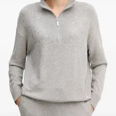 Украшенный свитер с молнией до половины Украшенный свитер с молнией до половины