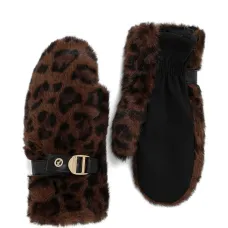 Перчатки с леопардовым принтом и пряжкой Перчатки с леопардовым принтом и пряжкой