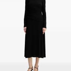 Миди-платье с длинными рукавами и драпировкой