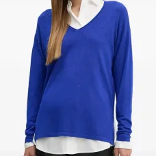 Декорированный трикотаж с V-образным вырезом Декорированный трикотаж с V-образным вырезом