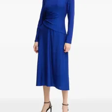 Платье миди с длинными рукавами и драпировкой