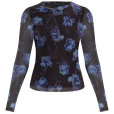 Топ с длинными рукавами и цветочным принтом