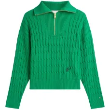 Кабельная вязаная кофта на молнии