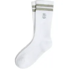 Полосатые ребристые носки с логотипом