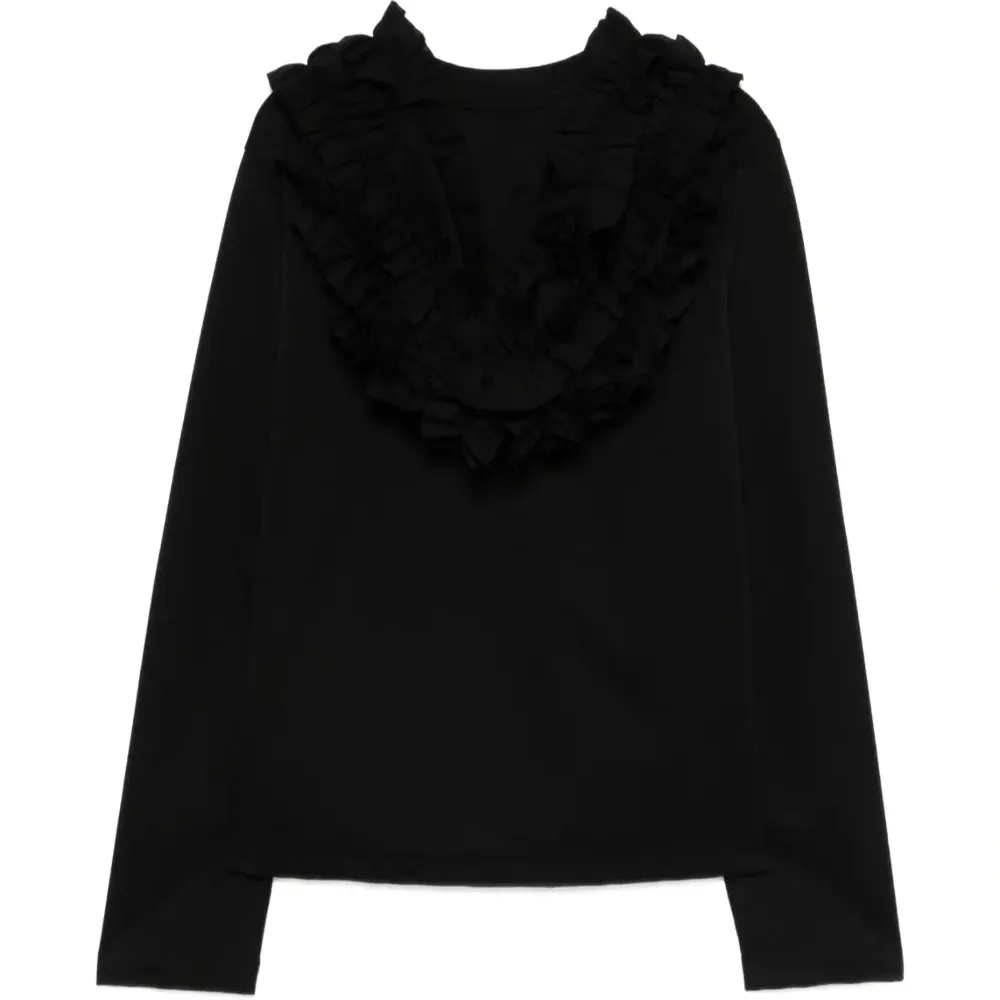 Футболка с оборками на воротнике