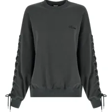 Свитер с вышитым логотипом и шнуровкой