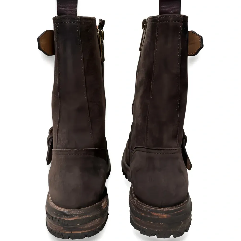 Ботинки байкерские на молнии с пряжками