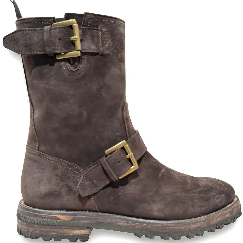 Ботинки байкерские на молнии с пряжками