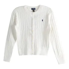 Кардиган с логотипом и вязкой «косы» Кардиган с логотипом и вязкой «косы»