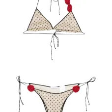 Бикини в горошек с цветочным принтом