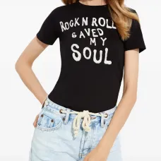 Приталенная хлопковая футболка с принтом