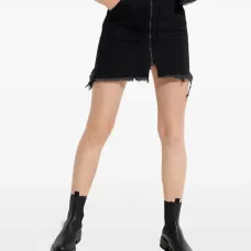 Мини-юбка с молнией и необработанным краем