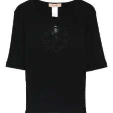 Футболка с цветочными аппликациями Футболка с цветочными аппликациями
