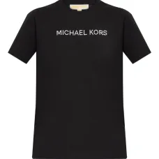 Футболка с логотипом, украшенным бисером