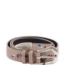 Персиковый кожаный ремень с цветочной вышивкой Персиковый кожаный ремень с цветочной вышивкой