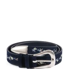 Персиковый кожаный ремень с цветочной вышивкой Персиковый кожаный ремень с цветочной вышивкой