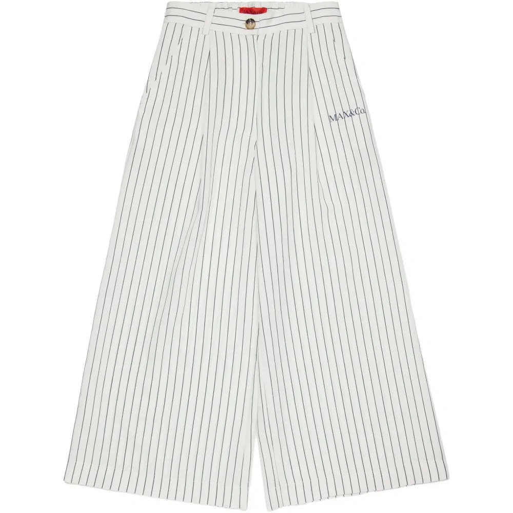 Брюки палаццо в полоску с логотипом