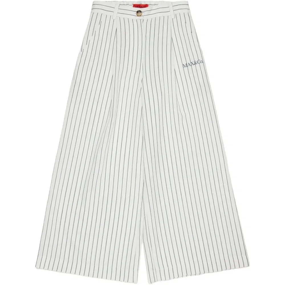 Брюки палаццо в полоску с логотипом