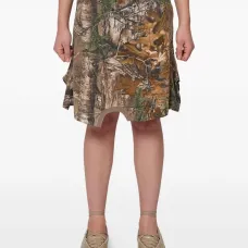 Многослойная юбка миди с камуфляжным принтом