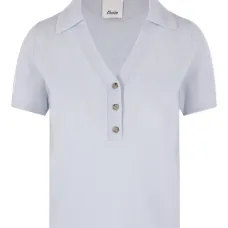 Вязаная поло-рубашка с V-образным вырезом и отложным воротником