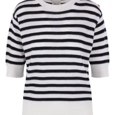 Полосатая футболка с короткими рукавами и застежками на пуговицы Полосатая футболка с короткими рукавами и застежками на пуговицы