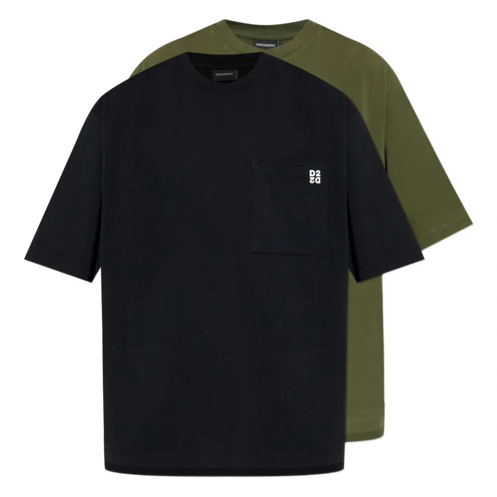 Футболка с логотипом на нагрудном кармане (набор из двух штук)