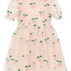 Платье с короткими рукавами и принтом вишни