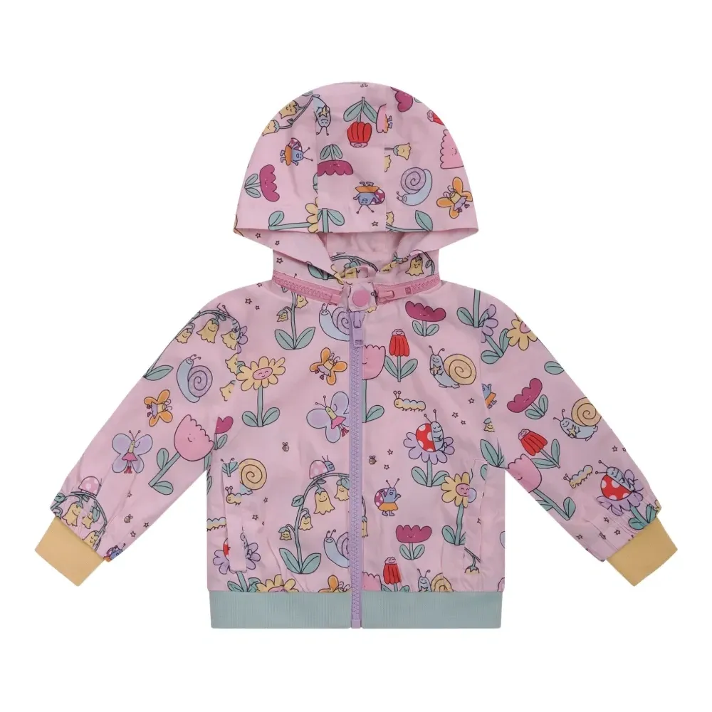 Дождевик с капюшоном и цветочным принтом